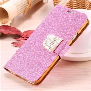 Leather Glitter Wallet Case iPhone 7 / iPhone 8